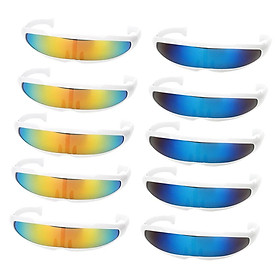 10/pack Novelty Futuristic  Narrow Mirrored Visor Sunglasses Costume