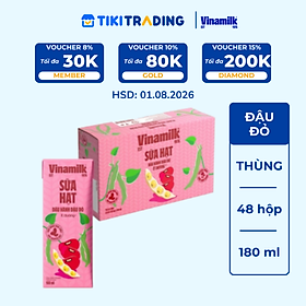 Thùng 48 hộp Sữa đậu nành Vinamilk hạt đậu đỏ 180ml