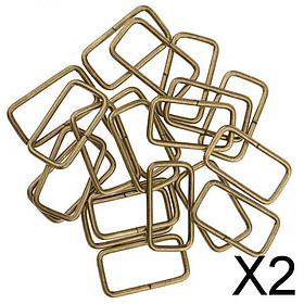 2x20 Pieces Metal Square Buckle Connector for DIY Bag Craft 32x16x2.8mm Bronze