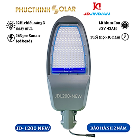 Đèn Đường Năng Lượng Mặt Trời 200W Jindian JD-200NEW Đèn Led Ngoài Trời Có Remote, Cảm Biến Ánh Sáng | Phúc Thịnh Solar