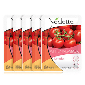 Lô 5 Mặt Nạ Giấy Dưỡng Trắng Da Vedette Cà Chua 25g