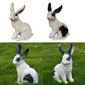 2x Rabbit Garden Statue Resin Animal Figurine Outdoor Garden Park Decor Toy