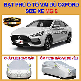 Bạt trùm xe ô tô MG 5 vải dù oxford cao cấp , áo bạt phủ trùm che kín che nắng, che mưa