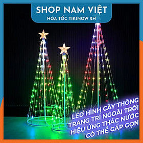 Cây Thông Noel Đèn Led Hình Nón Có Thể Gấp Gọn, Trang Trí Ngoài Trời, Hiệu Ứng Led Thác Nước