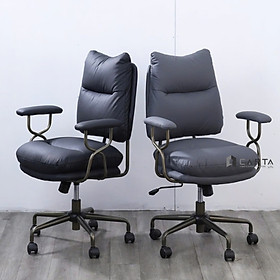 Mua Ghế làm việc nệm dày màu đen xám CE1032-P Nội thất Capta Ghế nệm PU chân ghế và tay thép sơn tĩnh điện màu xám-nâu