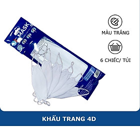 Khẩu Trang Y Tế 4D Ok Mask Màu Trắng, Theo Thiết Kế Kf94 Đạt Chuẩn Kháng Khuẩn Công Nghệ Nhật Bản 6 Chiếc/Túi