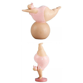 2x Resin Figurines Meditation for Cabinet Decor