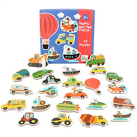 Đồ chơi gỗ tranh ghép hình xe ô tô cho bé từ 2 tuổi, xếp hình puzzel thông minh