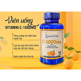 Vitamin C Puritan's Pride with Bioflavonoids & Rose Hips -1000mg tăng sức đề kháng, làm đẹp da - QuaTangMe Extaste