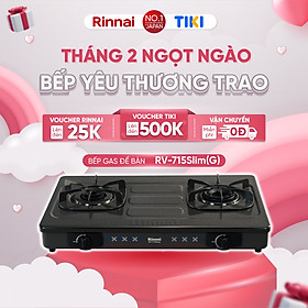 Bếp gas dương Rinnai RV-715Slim(G) mặt bếp men và kiềng bếp men - Hàng chính hãng.