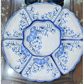 Mua Bộ Bát Đĩa Gốm Sứ Cao Cấp  Hoa Mặt Trời Thắp Hương  Cúng Gia Tiên Hoa Thủy Tiên Full Set Đĩa 1 Tô + 6 Đĩa To LOẠI 1 - HÀNG CHÍNH HÃNG MINIIN