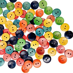 100 Pieces Mixed Wooden Buttons Sewing Scrapbooking Decor DIY Crafts 15mm