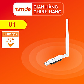 USB kết nối Wifi Tenda U1 tốc độ 300Mbps - Hàng Chính Hãng