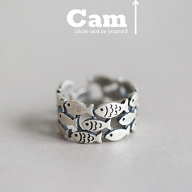 Nhẫn Nam Nữ Titan Không Gỉ Fish Ring Nhẫn Cá Camcamvintage Freesize Màu Bạc Thời Trang - Fish Ring Nam Nữ Đẹp