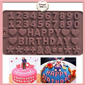 Mua Khuôn Silicon làm Socola/Thạch/Đá/Kẹochipchip/Pudding Bảng Chữ HAPPYBIRTHDAY