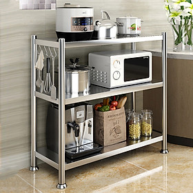Kệ đa năng để lò sóng Inox 304 trắng chống han gỉ, kệ để đồ nặng nhà bếp cao cấp VANDO kệ tủ tiện lợi