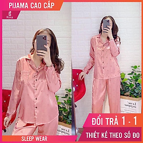 - Set Pijama Lụa Tim Gấm Hồng Cao Cấp - Mã L210