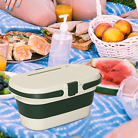 Collapsible Picnic Basket with Multi Function Lid & Tray Table, Portable Camping Basket with Handle for Outdoor, Home & Yard BBQ
