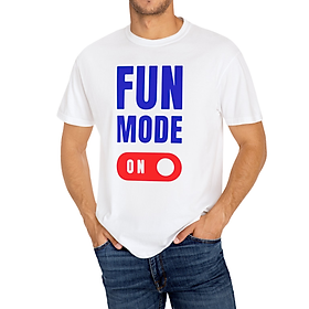 Áo Thun Nam In Chữ FUN MODE Tay Ngắn Cổ Tròn Áo Phông Nam Nữ Form Basic