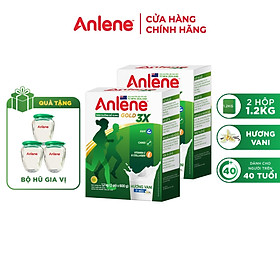 Combo 02 Sữa Bột Anlene Gold 3X Hương Vanilla (Hộp giấy 1200g) - Tặng hũ gia vị