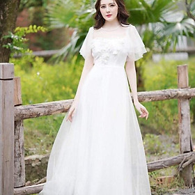 Đầm Maxi dạ hội tay loa kết hoa nổi SIÊU XINH -MS34V- Size M/L đến 57kgMM MM