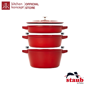 Mua Bộ Nồi Gang STAUB Tròn Màu Đỏ Cherry - 4 Món
