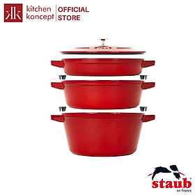 Bộ Nồi Gang STAUB Tròn Màu Đỏ Cherry - 4 Món