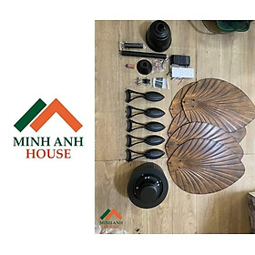 Mua Quạt Trần 5 Cánh Lá Cọ Màu Nâu Giả Gỗ