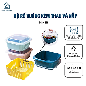 Bộ Rổ Vuông Kèm Thau Và Nắp Đậy Tiện Dụng - Hàng Loại 1- Giao Màu Ngẫu Nhiên