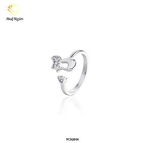 Nhẫn bạc Ý 925 Huệ Ngân - Mèo xinh cát tường YCXJ035