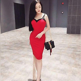 Đầm body quả ngực phối màu
