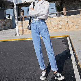 Quần Jeans Baggy UNISEX QJ001 BIGSIZE Trơn Đậm Nhạt - Lưng Cao