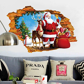 Decal trang trí giáng sinh Ông Già noel Cây Thông Người tuyết Vòng Hoa