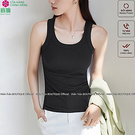 Hình ảnh Áo thun nữ Hiền Trần BOUTIQUE sát nách ba lỗ thun không tay kiểu ôm body tank top vải cotton tăm co giãn tốt