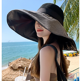 Mũ rộng vành chống nắng chống tia UV cao cấp mới nhất, nón nữ rộng vành thắt nơ thời trang