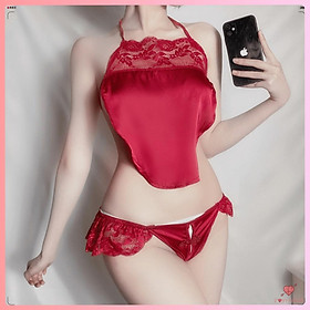Set Yếm Sexy Kèm Quần Lót Hở Đáy Chất Liệu Thun Co Giãn Gợi Cảm | Toy18plus