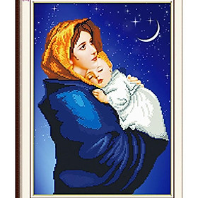 Mua tranh thêu chữ thập Đức mẹ Maria bồng con - LV3140