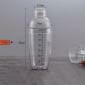 Bình lắc Shaker pha chế nhựa chia vạch đen các dung tích 350ml, 500ml, 700ml, 1000ml - Cốc lắc pha chế nhựa