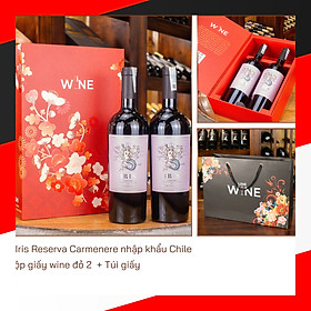 Hộp wine đỏ 2 chai rượu vang Iris Reserva Carmenere Chile