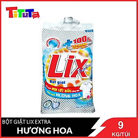 Hình ảnh Bột Giặt Lix Extra Hương Hoa 9Kg EB010 - Tẩy Sạch Vết Bẩn Cực Mạnh