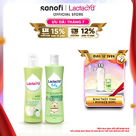 Bộ Dung Dịch Vệ Sinh Phụ Nữ Lactacyd Odor Fresh Ngăn Mùi 24H 250ml + Sữa Tắm Gội Trẻ em Lactacyd Baby Extra Milky 250ml