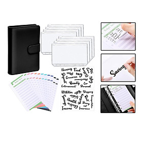 A6 Notebook Binder Budget Binder PVC Transparent Pockets with Letter Stickers Cash Budget Envelopes for Budget Planner Organizer Cash Bills