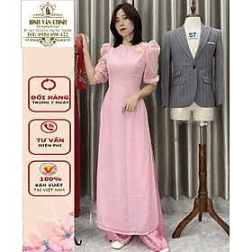 Áo dài tơ hồng nhẹ nhàng_thiết kế tơ mềm lót lụa