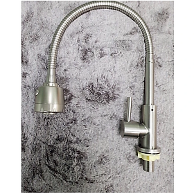 Vòi rửa chén KG15 dùng cho nước lạnh cần bẻ xoay 360độ cao cấp, phù hợp cho mọi chậu rửa, siêu tiết kiệm nước chất liệu inox304- Hàng chính hãng