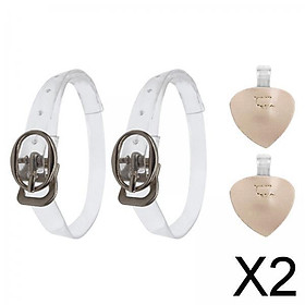 2x2Pcs Women Shoelaces for High Heels Adjustable Leather Decor Shoe Belt Clear