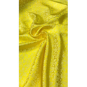 Vải Lụa Tơ Tằm Palacesilk hoa mai màu vàng may áo dài, dệt thủ công#mềm mượt#nhẹ#thoáng mát, khổ rộng 90cm