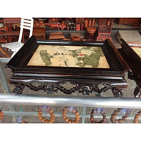 Mua Khay trà khảm đá gỗ mun hoa 28x38 cao 12cm