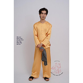 Bộ áo bà ba nam vải phi bóng vàng đồng- Có bộ bà ba Bigsize- may sỉ bà ba toàn quốc - May bộ bà ba theo yêu cầu - Nguyên bộ phi bóng