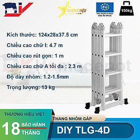 Mua Thang nhôm gấp đoạn DIY TLG-4D chiều cao sử dụng tối đa chữ A 2.3m chữ I 4.7m - Tiêu chuẩn chất lượng an toàn Châu Âu