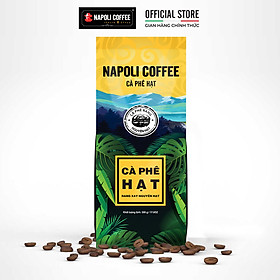 Cà Phê Hạt Robusta Arabica SẠCH Dùng Pha Máy Napoli Coffee 500gr gói